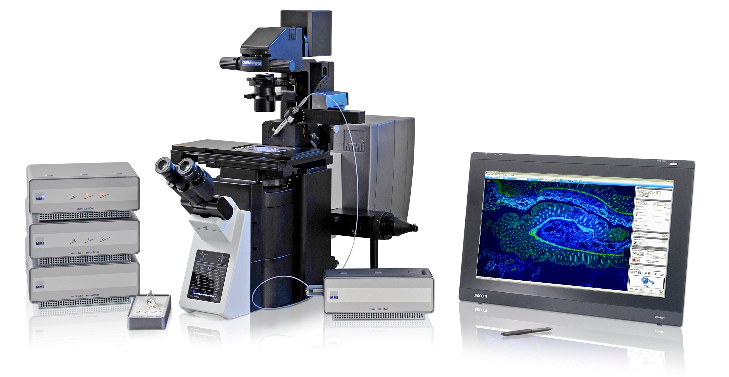 MMI CellCut, CellEctor and CellManipulator Plus Combi on IX83
